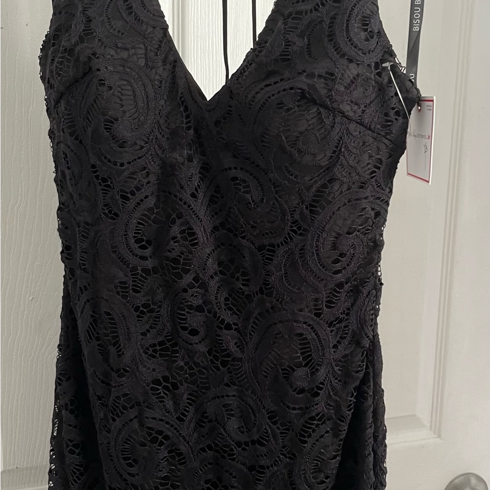 Bisou Bisou Black Lace Backless Dress